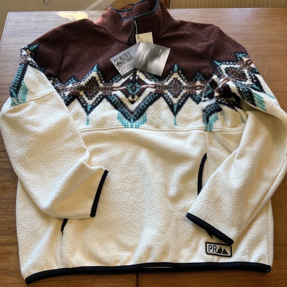 Powder River Outfitters By Panhandle Fleece 1/4 Zip Sweatshirt Navajo Print  L
